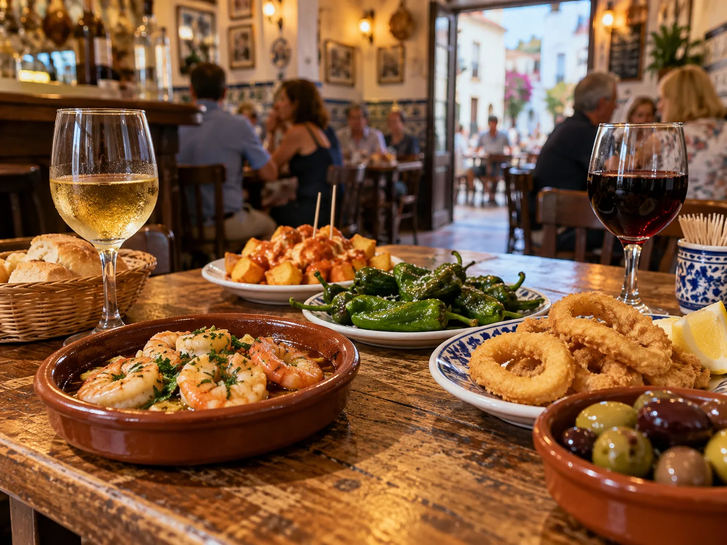 Tapas servidas en una mesa de un bar andaluz